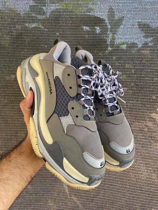 Balenciaga Triple S Sneakers Grey White Blue Size 44 - Picture 2 of 6